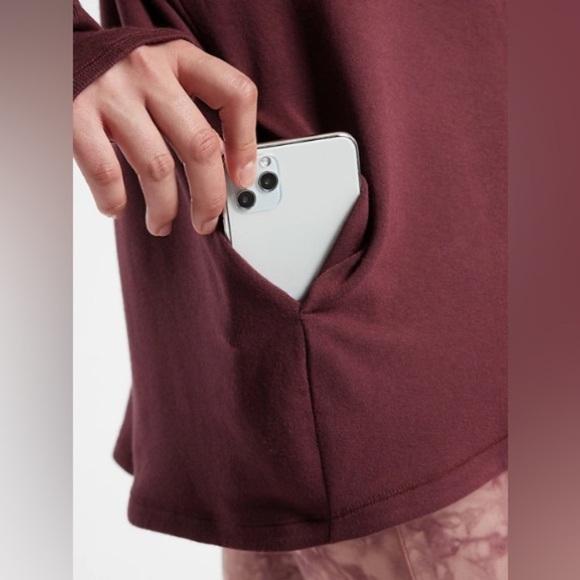 Athleta • Purana Wrap Sweatshirt In Decadent Chocolate - Picture 3 of 11